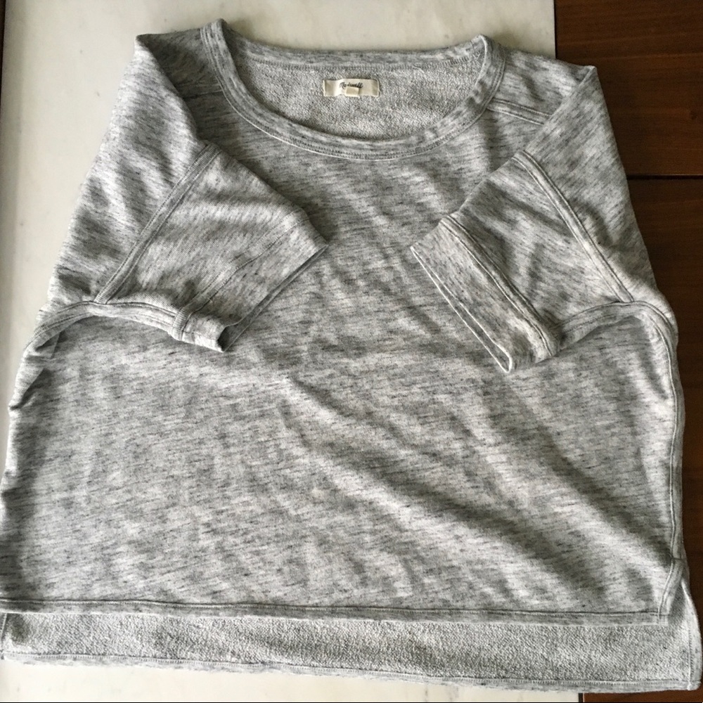Madewell Grey Short Sleeved Crop Sweatshirt